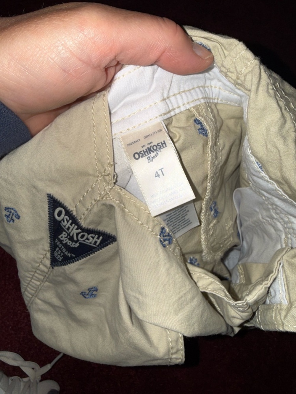 Oshkosh B’gosh Toddler 4T Shortalls Overalls Embroidered Blue Anchors Sail Boat - Picture 3 of 3